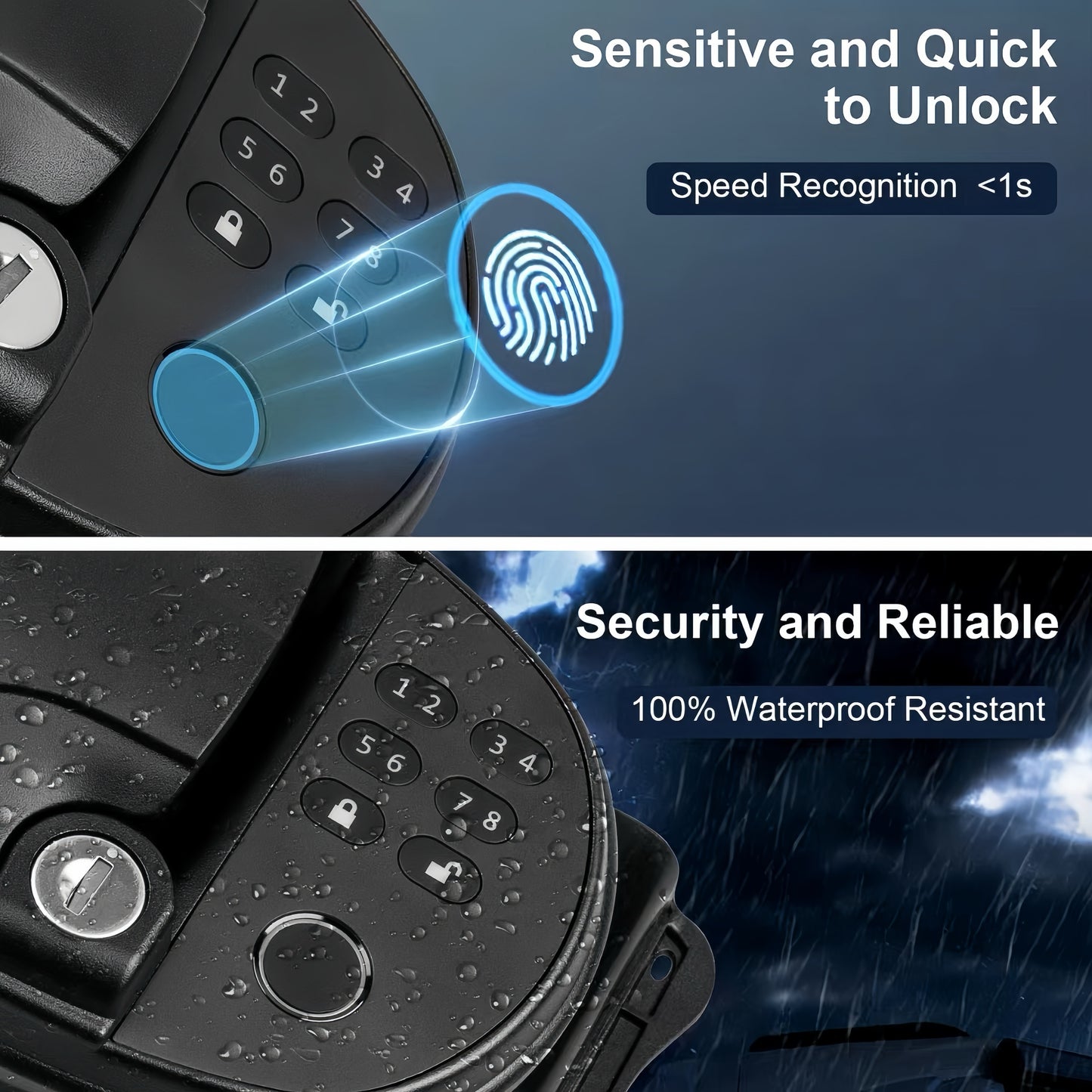 RV Door Lock Keyless Entry Keypad, Fingerprint Metal RV Keyless Entry Door Lock