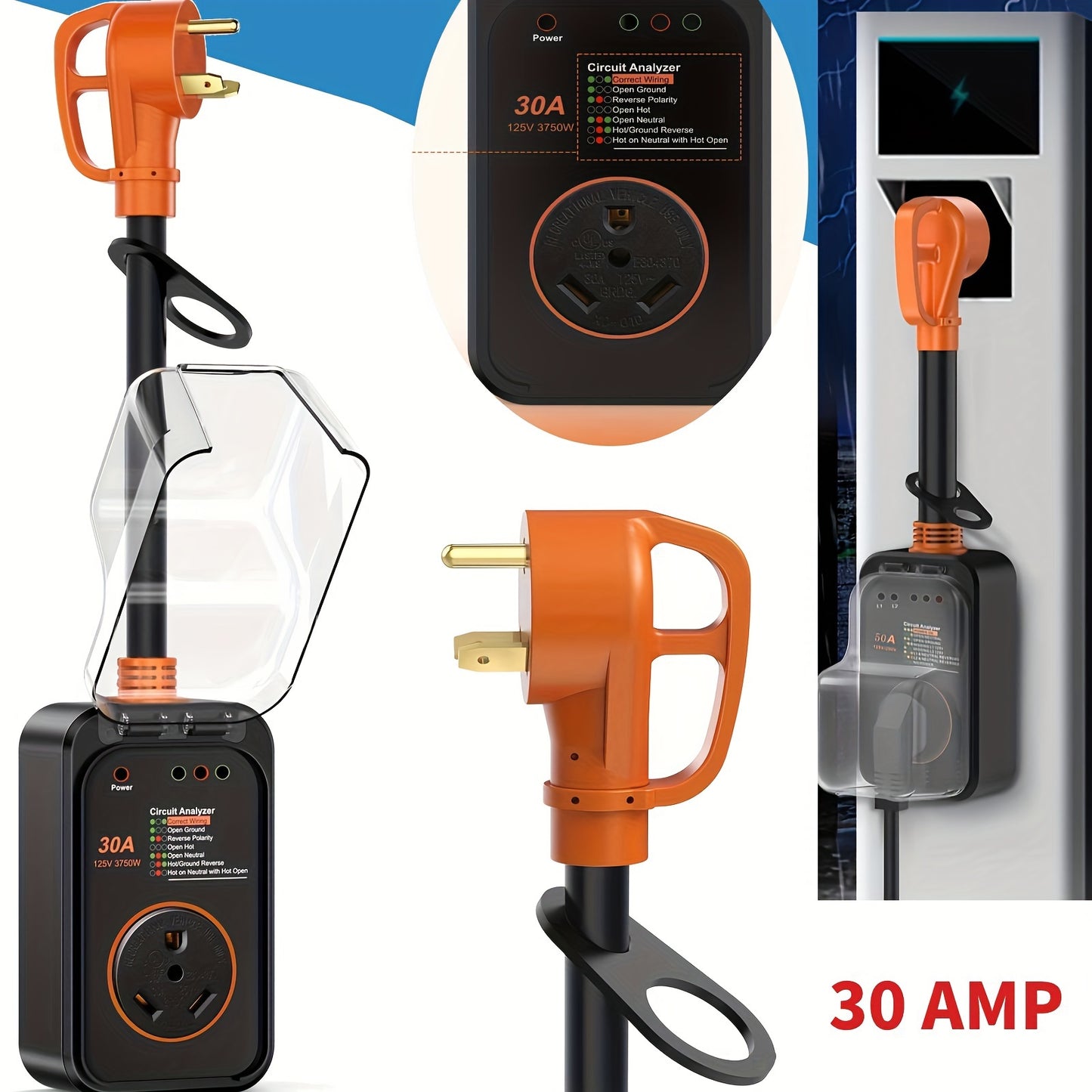 RV Surge Protector 30 Amp 12000 Joules RV Circuit Analyzer Surge Guard Full Protection 9500 Joules