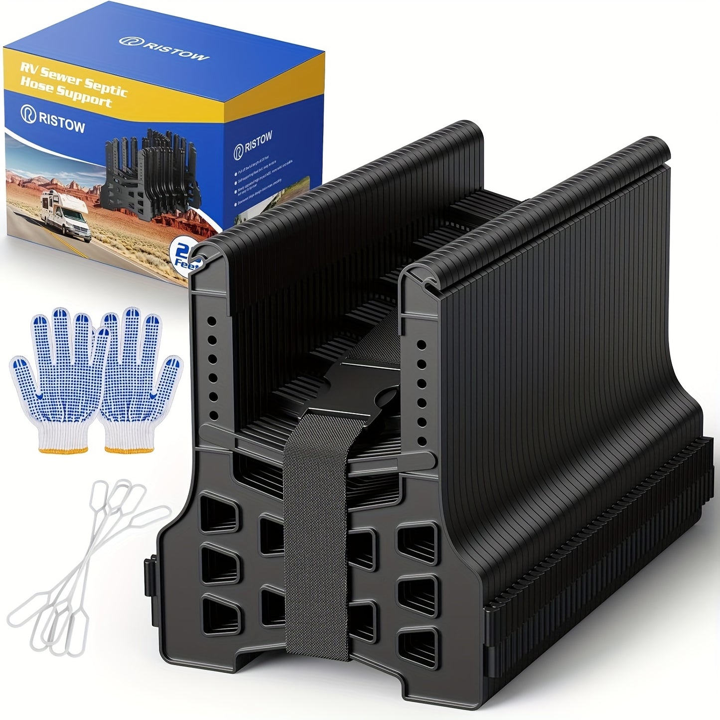 RV Sewer Hose Support 10 Feet, Height-Adjustable ABS Sewer Hose Support For RV Camper, Easy To Set Up, And Protects And Supports Sewer Hose