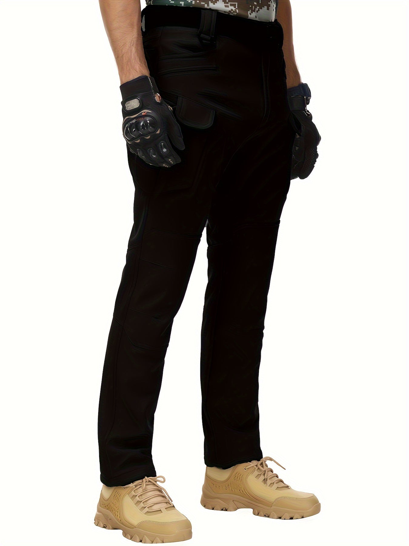 Men'S Tactical Cargo Pants, Solid Color with Multiple Pockets, Windproof Waterproof