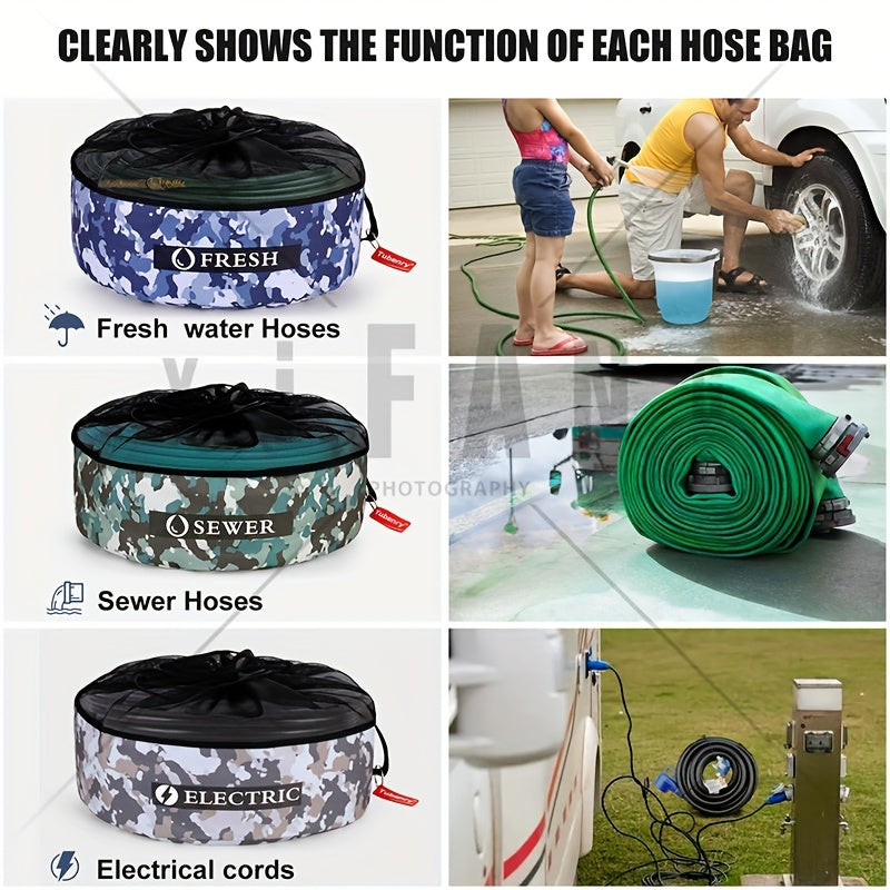 Rv Accessories Bags 3 Pack Waterproof For Sewer Hoses Electrical Cords