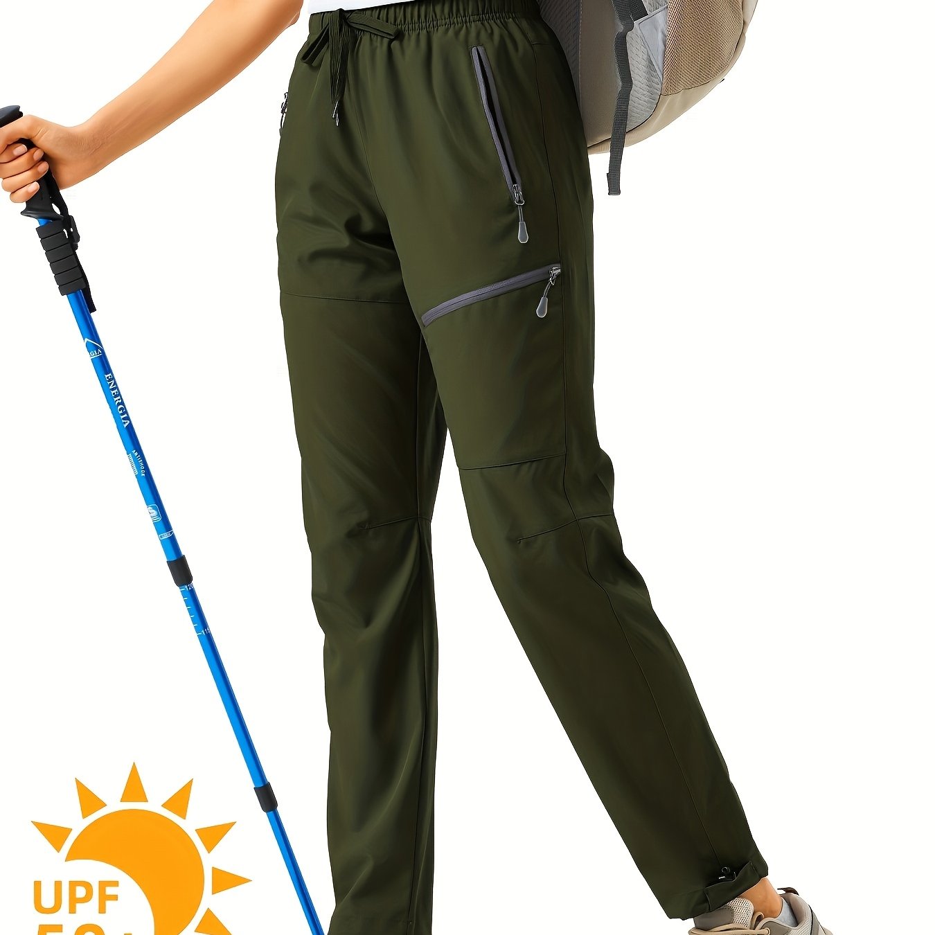 Plus Size Women's Cargo Pants, Lightweight, Quick Dry, Water Resistant,  Elastic Waist, Zipper Pockets