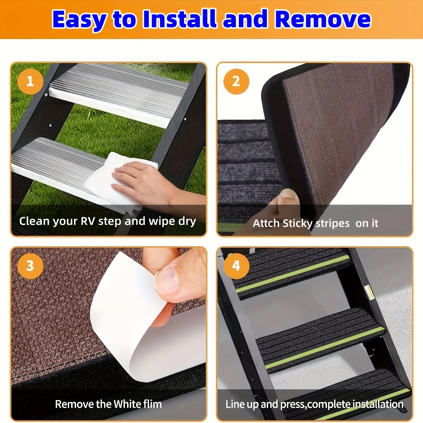 RV Step Covers - Enhanced Safety with Stylish Reflective Strips, Slip-Resistant