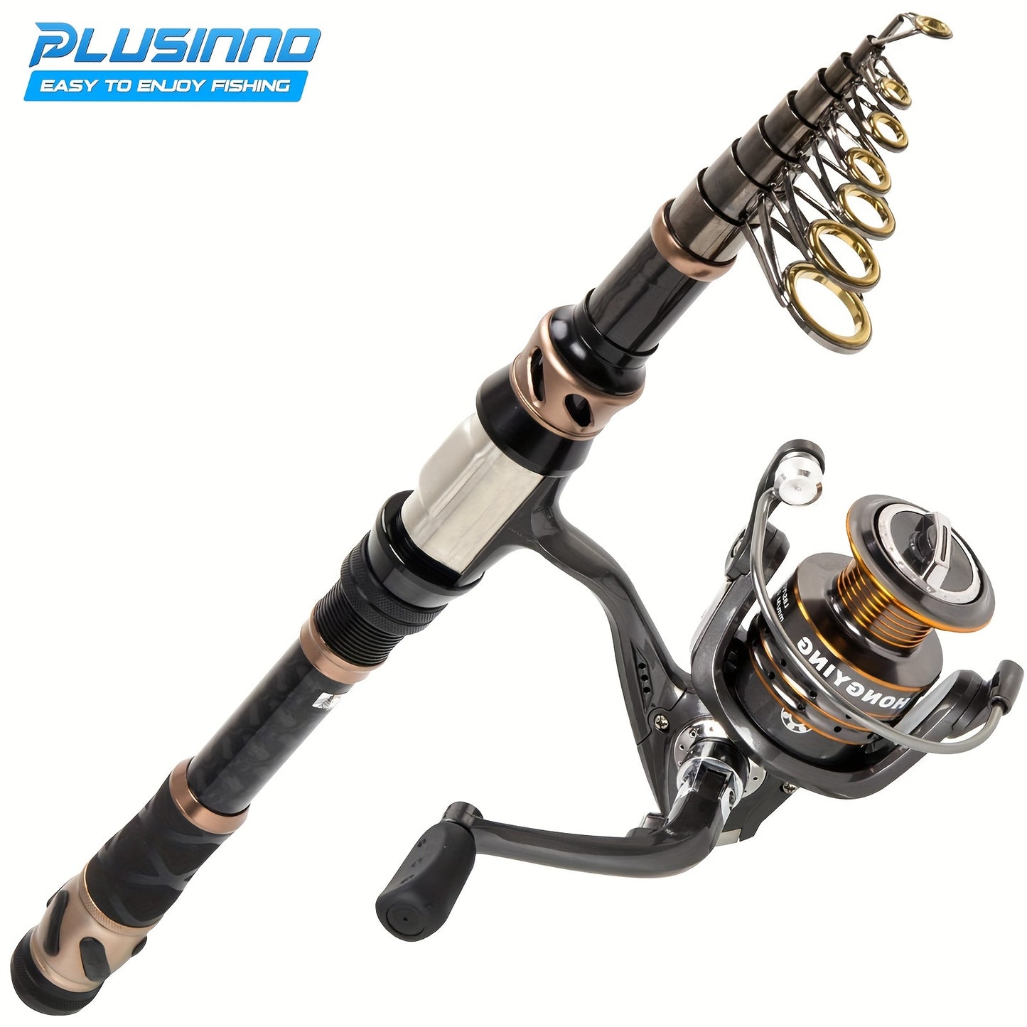 Premium Fishing Rod & Reel Combo - Carbon Matrix Telescopic Pole, 12+1 Shielded Bearings, Stainless Steel - Smooth Action