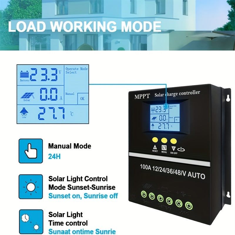 100A High-Efficiency Solar Charge Controller - LCD Display Dual USB Quick Charger For Lead Acid And Lithium Batteries