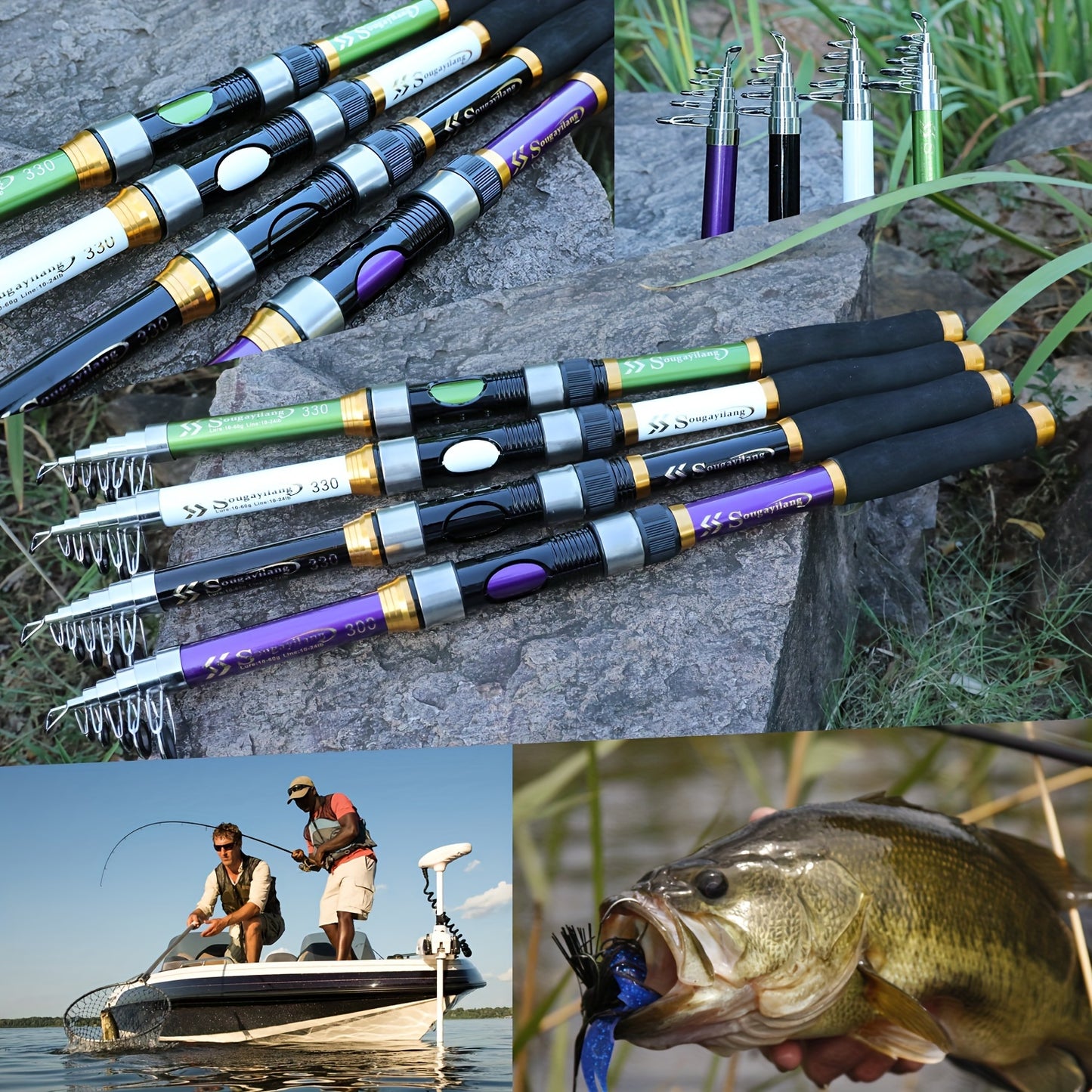 Sougayilang Telescopic Fishing Rods 1.8~3.3m Glass Fiber Spinning Rod