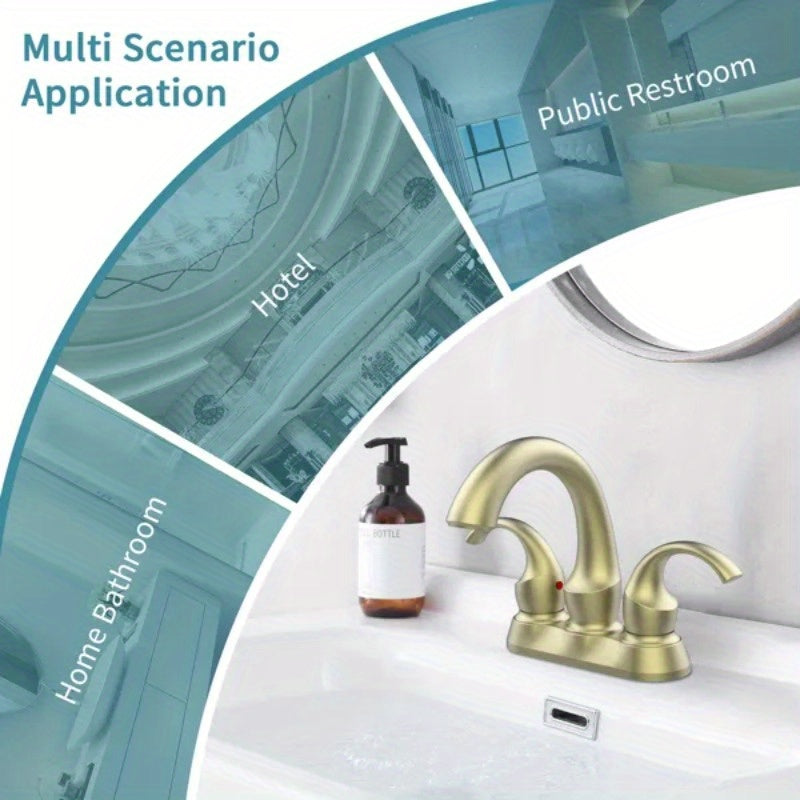 Bathroom Faucet 2-Handle Brushed Golden with Aerator
