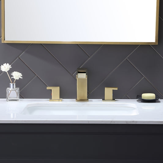 Luxury Golden Bathroom Sink Faucet - 8-inch Widespread 2-Handle Vanity Mixer Taps With Pop Up Drain