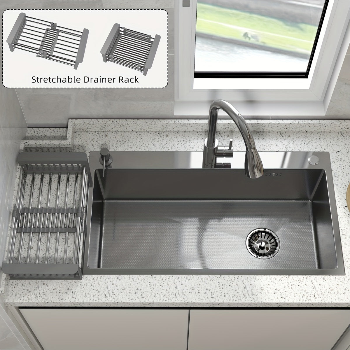 28"/30"/32" Silvery Kitchen Sink Stainless Steel Single Bowl Drop In Top Mount