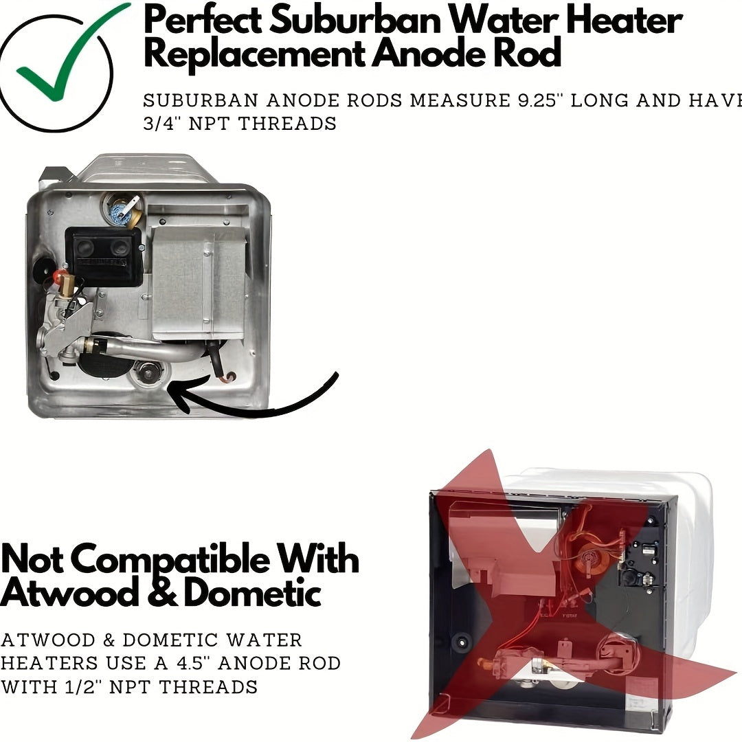 1pc Magnesium Anode Rod for RV Water Heater, 3/4" NPT, Steel Material, Outdoor Tank Anode Accessory, No Battery Required