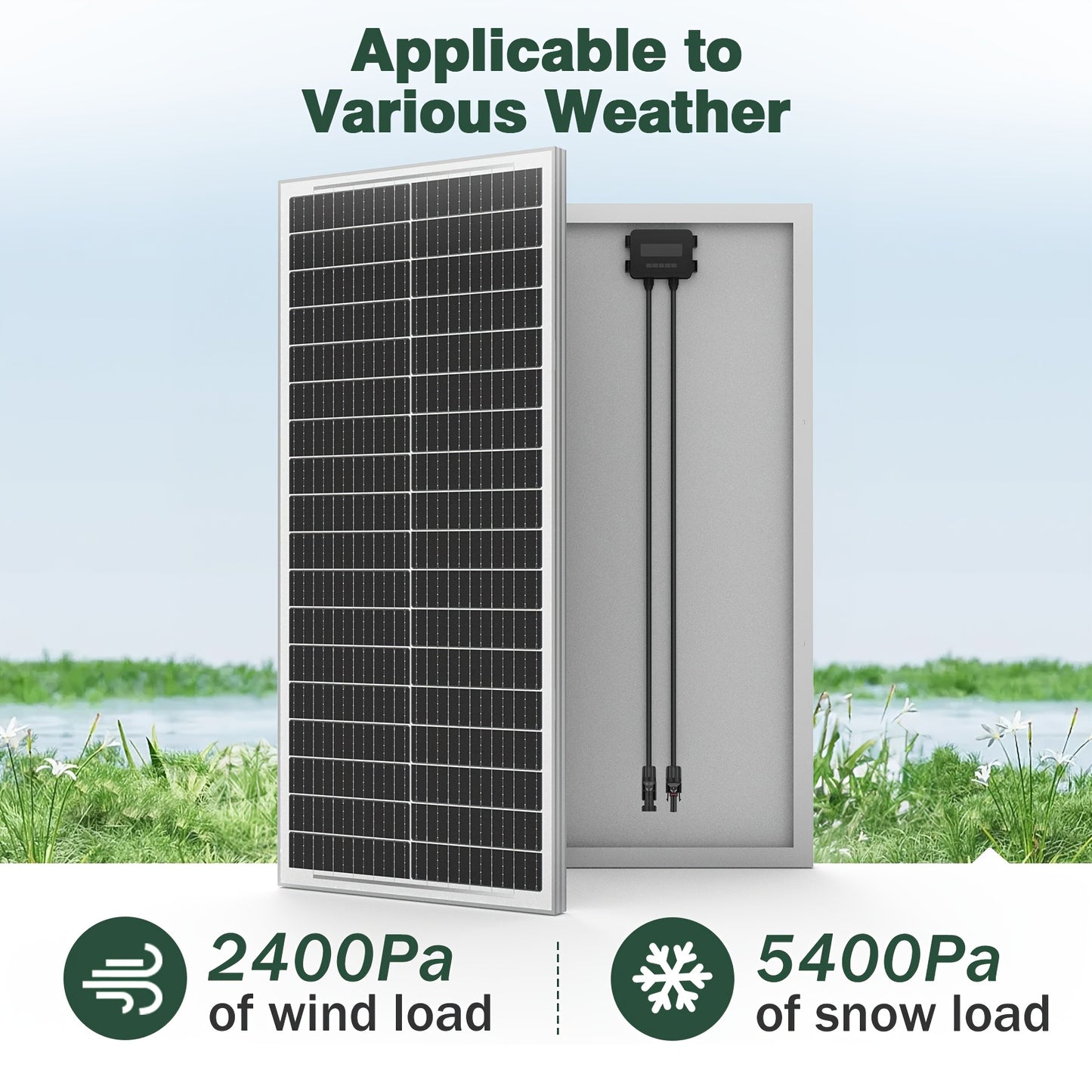 100 Watt Solar Panels 12 Volt Monocrystalline Technology 12BB Cell High-Efficiency PV Module Power Charger