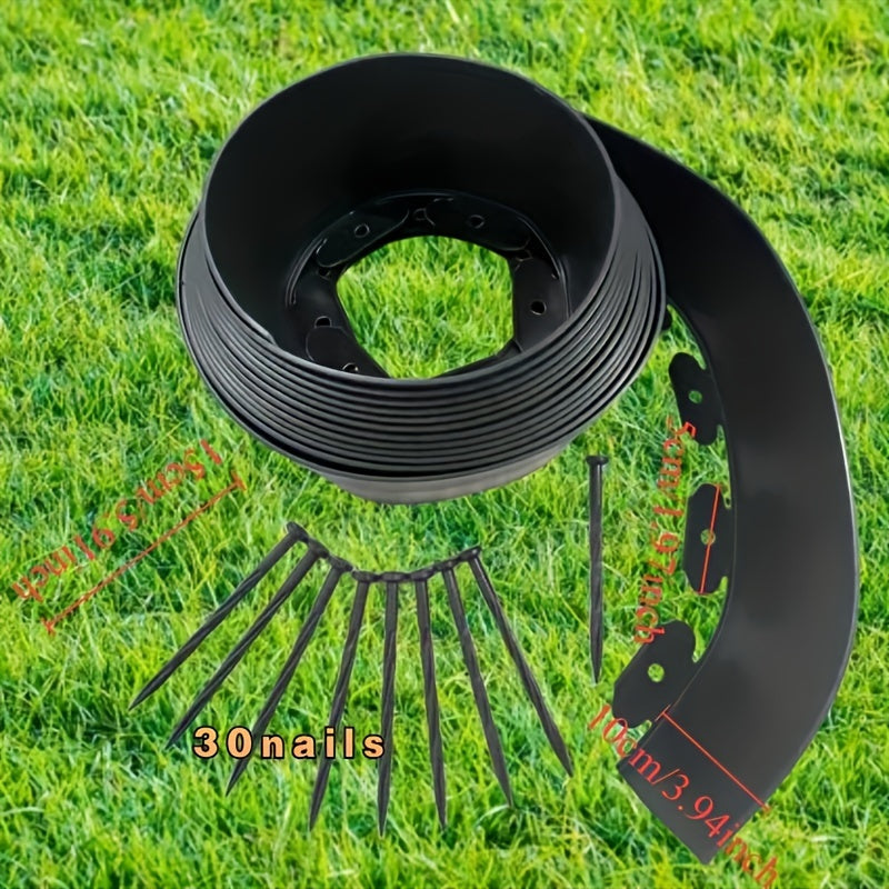 10m Long*10cm High L-shaped Green Grass Isolation Strip Garden Lawn Green Strip Isolation Plate Separation Strip Landscaping Isolation Bar