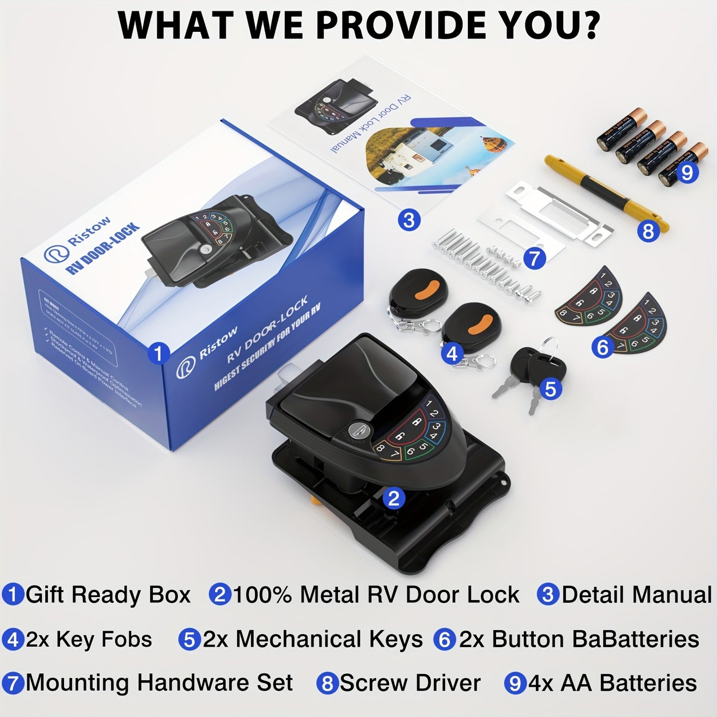 Keyless Entry Door Lock, RV Door Lock Keyless Entry RV Door Latch, Full Metal RV Door Lock Accessories, Will Only Fit 2.75" X 3.75" Lock Hole