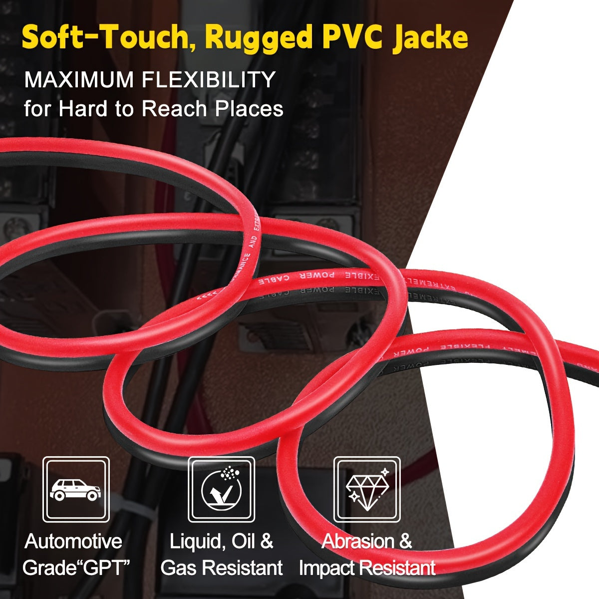 8 Gauge Wire 50ft CCA Wire, (25ft Black+25ft Red) Battery Cable