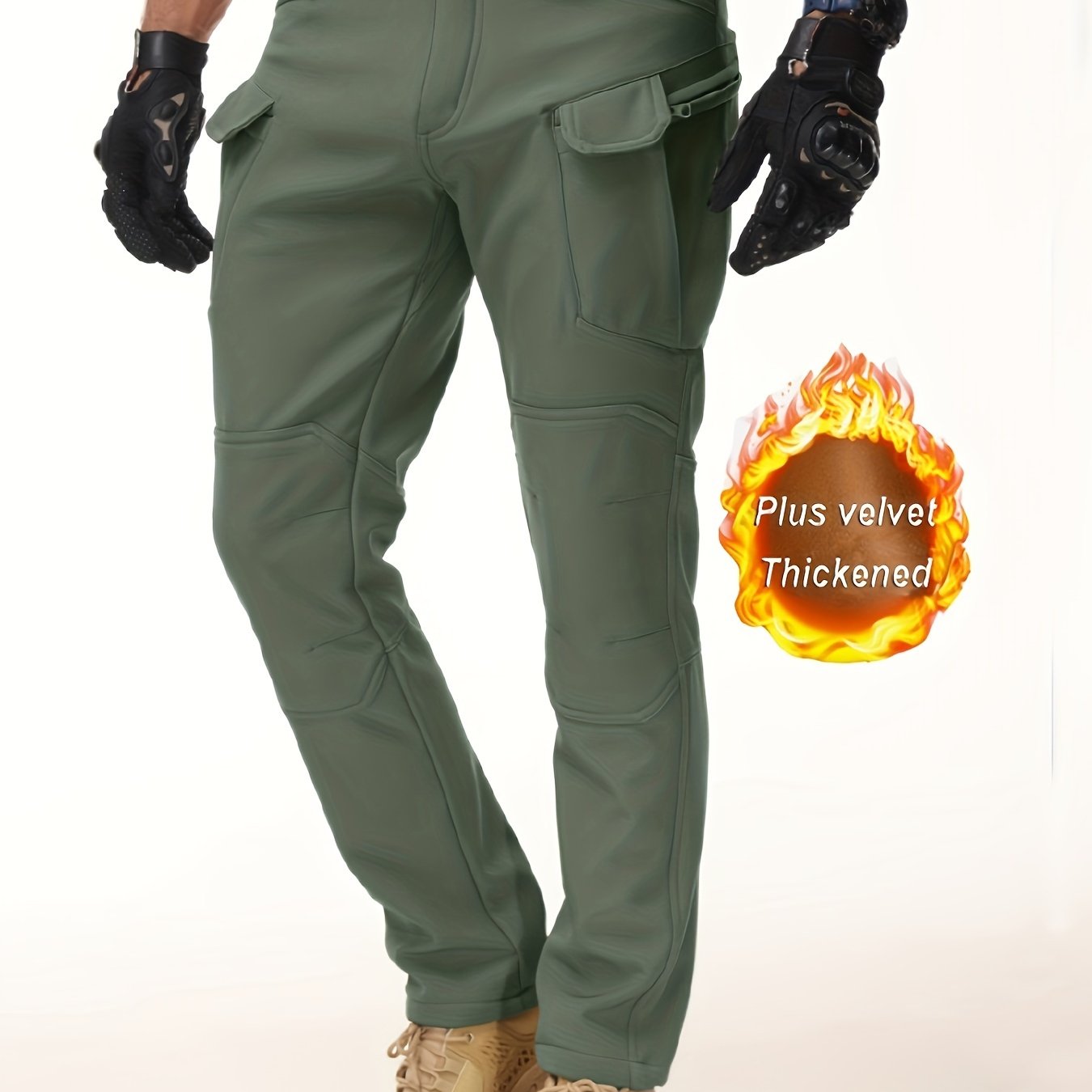 Men'S Tactical Cargo Pants, Solid Color with Multiple Pockets, Windproof Waterproof