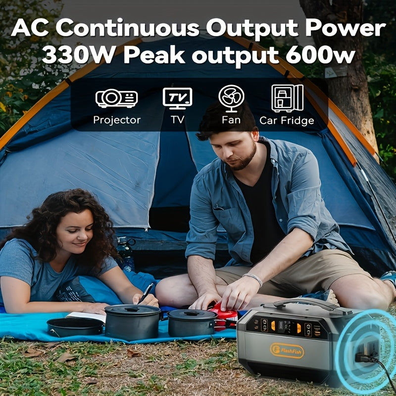 Portable Power Station with 78000mAh Battery Pack Solar Generator, 300W AC Power Supply, 600W Peak Power, 9 Outputs, Equipped with 100W4 Power Charging Board, Suitable for Outdoor Travel, Camping, Emergency, RV and Other Purp