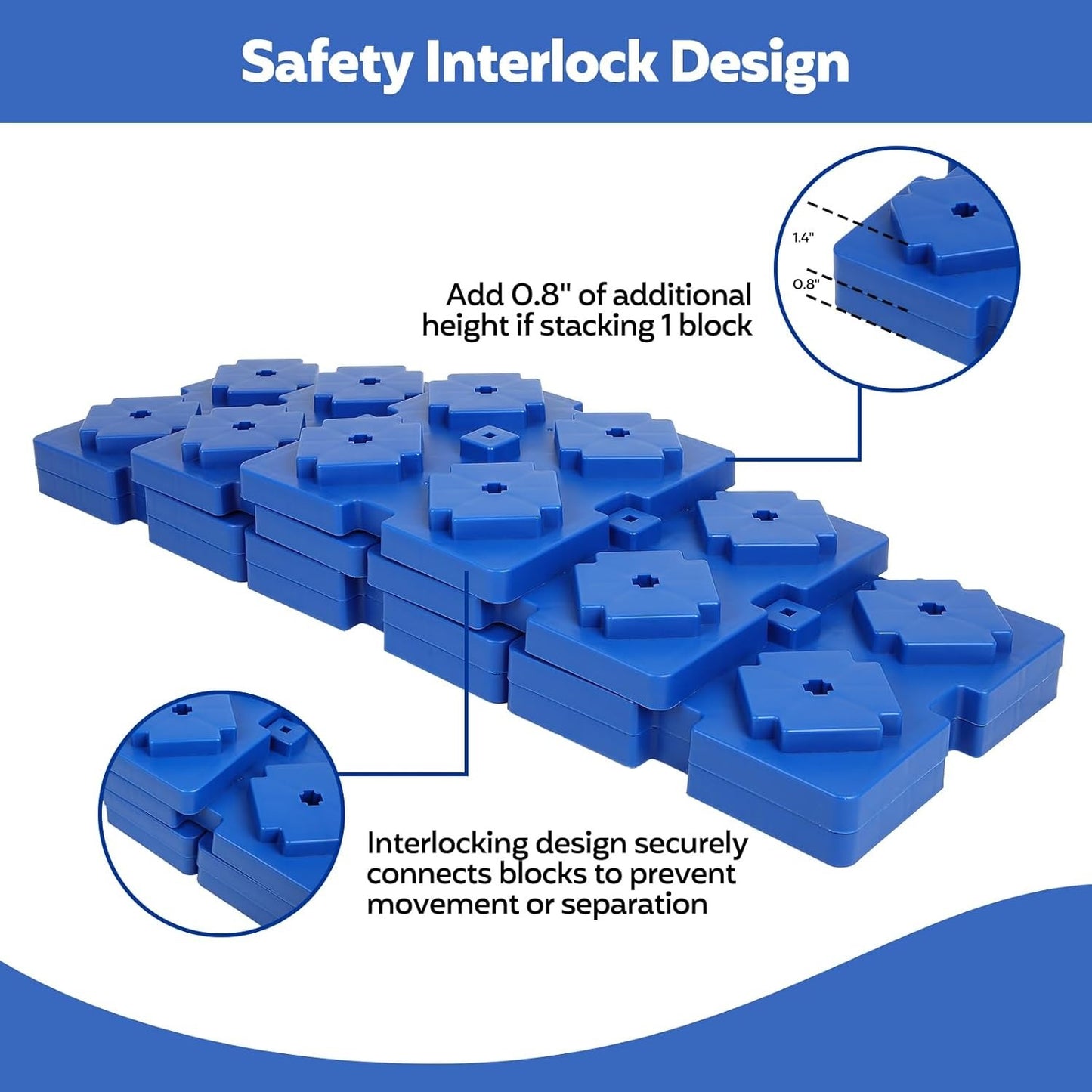Rv Leveling Blocks, 10 Pack Trailer Accessories with Carrying Bag, Stackable Jack Pads, Interlocking Nested Design to Leveling Single and Dual Wheels