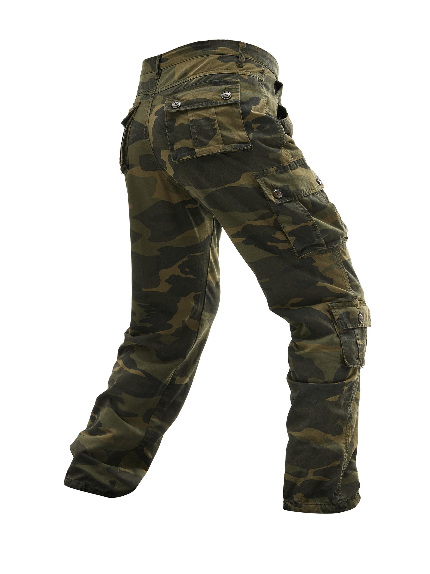 Plus Size Men's Cotton Washing Camouflage Printing Outdoor Eight Pocket Overalls
