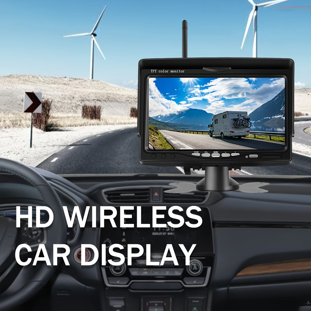7" Wireless 12v 24v Backup Rear View Camera System, With Night Vision