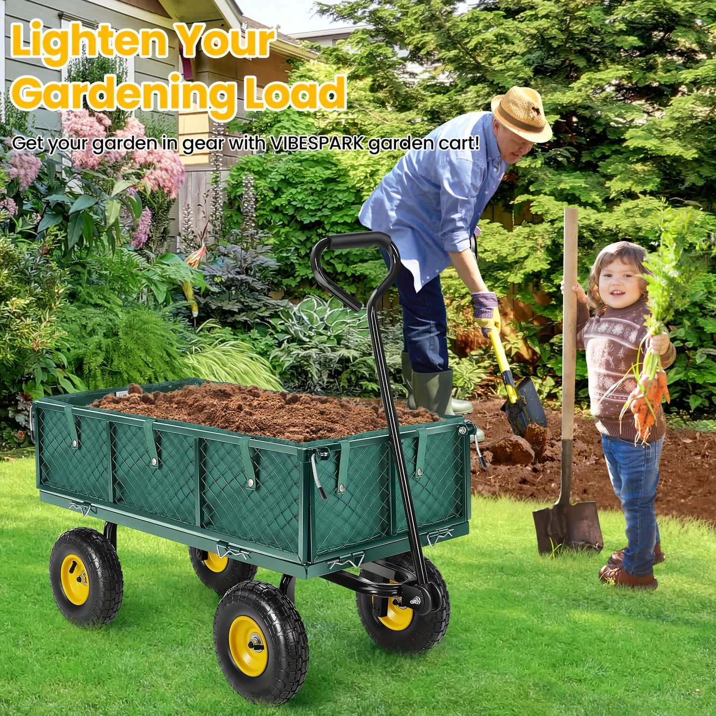 HOMDOX Garden Cart, Heavy Duty 880 Lbs Capacity