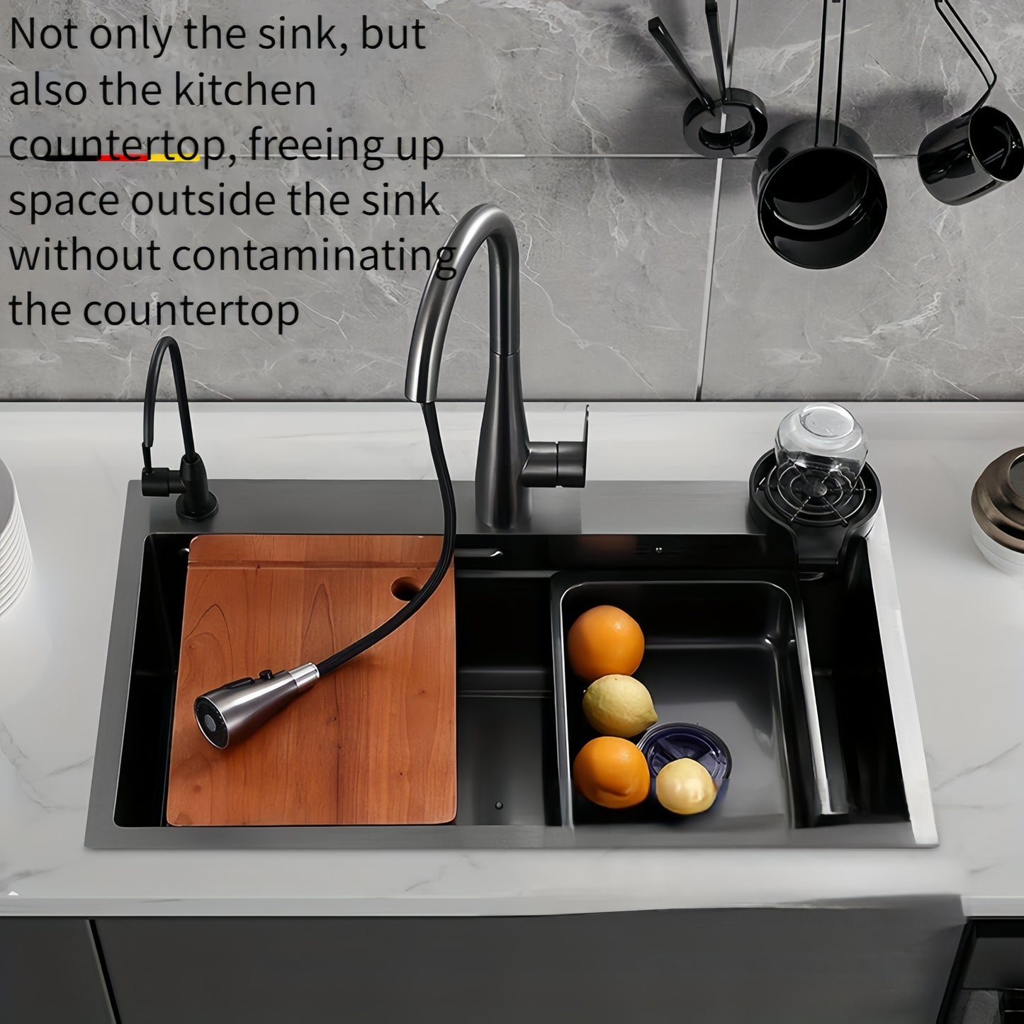 Large Sink, Equipped With Detachable Faucet, Advanced Drainage Filter And Accessories