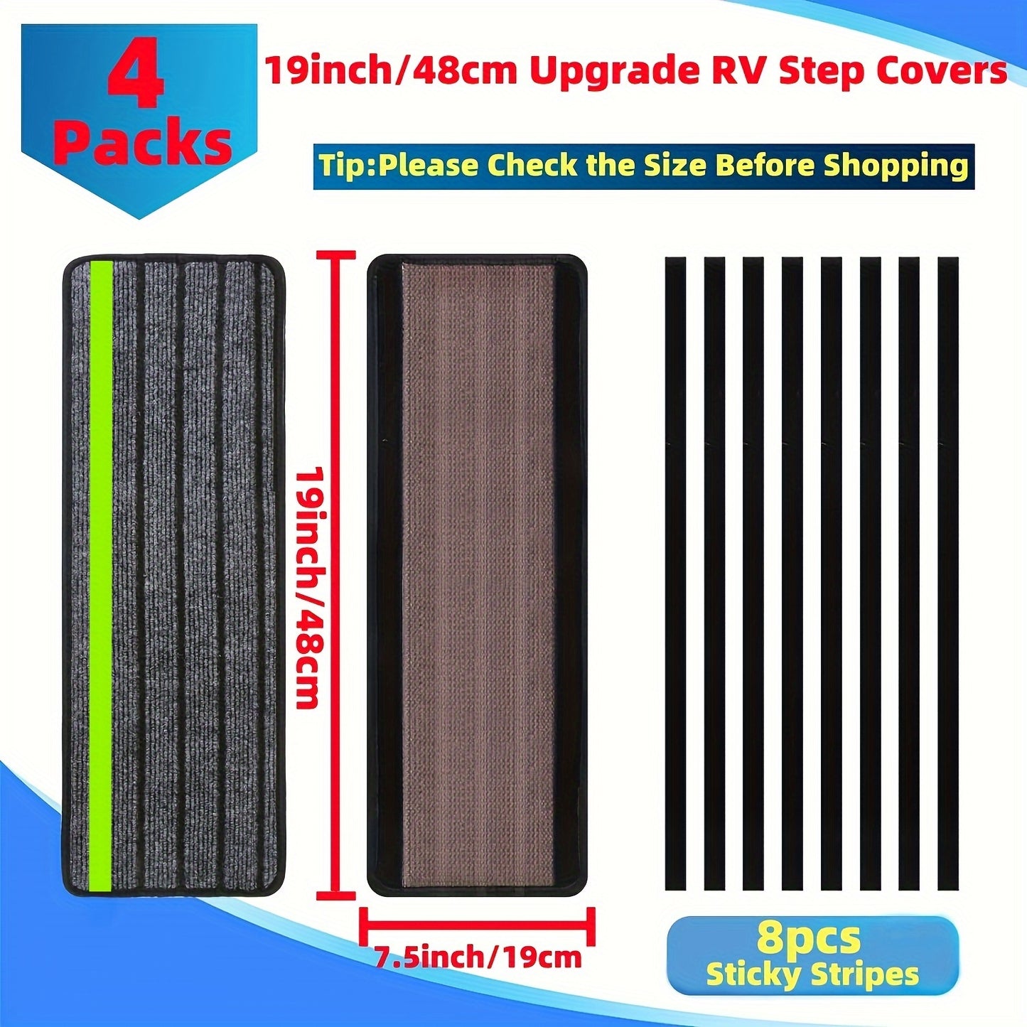 RV Step Covers - Enhanced Safety with Stylish Reflective Strips, Slip-Resistant