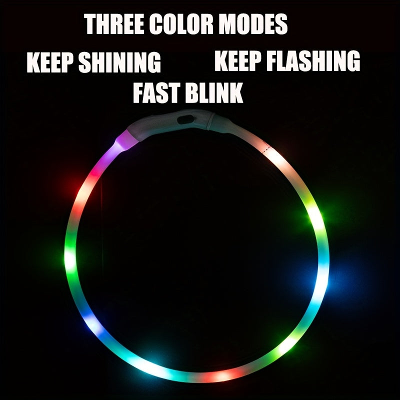 LED Cat Dog Collar, USB Rechargeable Flash Dog Necklace Light, Pet Safety Collar Makes Your Beloved Dogs Be Seen At Night
