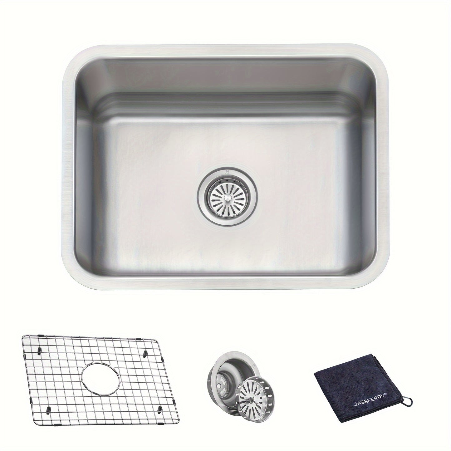 A Kitchen Sink For RVs That Is Mounted Under The Counter. Also Includes A Protector Grid And Measures 23 Inches In Length, 18 Inches In Width, And 9 Inches In Depth.