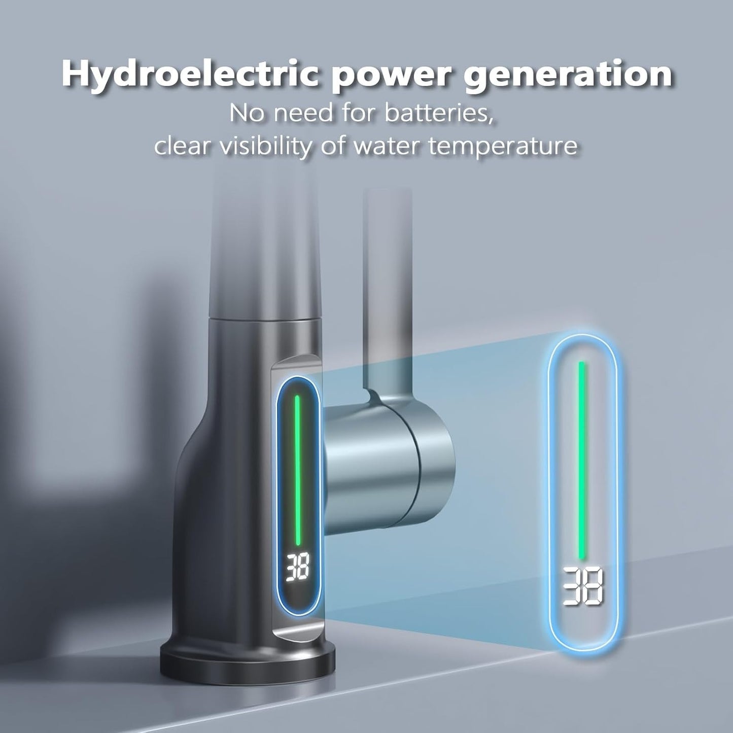 Classic Waterfall Bathroom Faucet with Pull-Down Sprayer, Digital Temperature Display