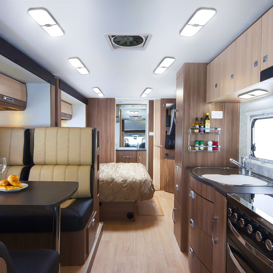 4Pcs RV Lights Interior, 3 Color TEM Camper Lights, 204 LEDs Dimmable 12v Volt Led Lights Fixtures