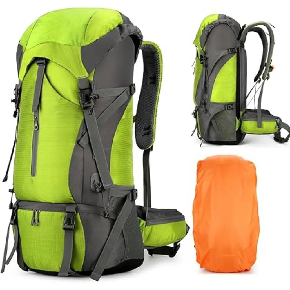 70L  - Waterproof Backpack for Men and Women - Backpacking with Rain Cover