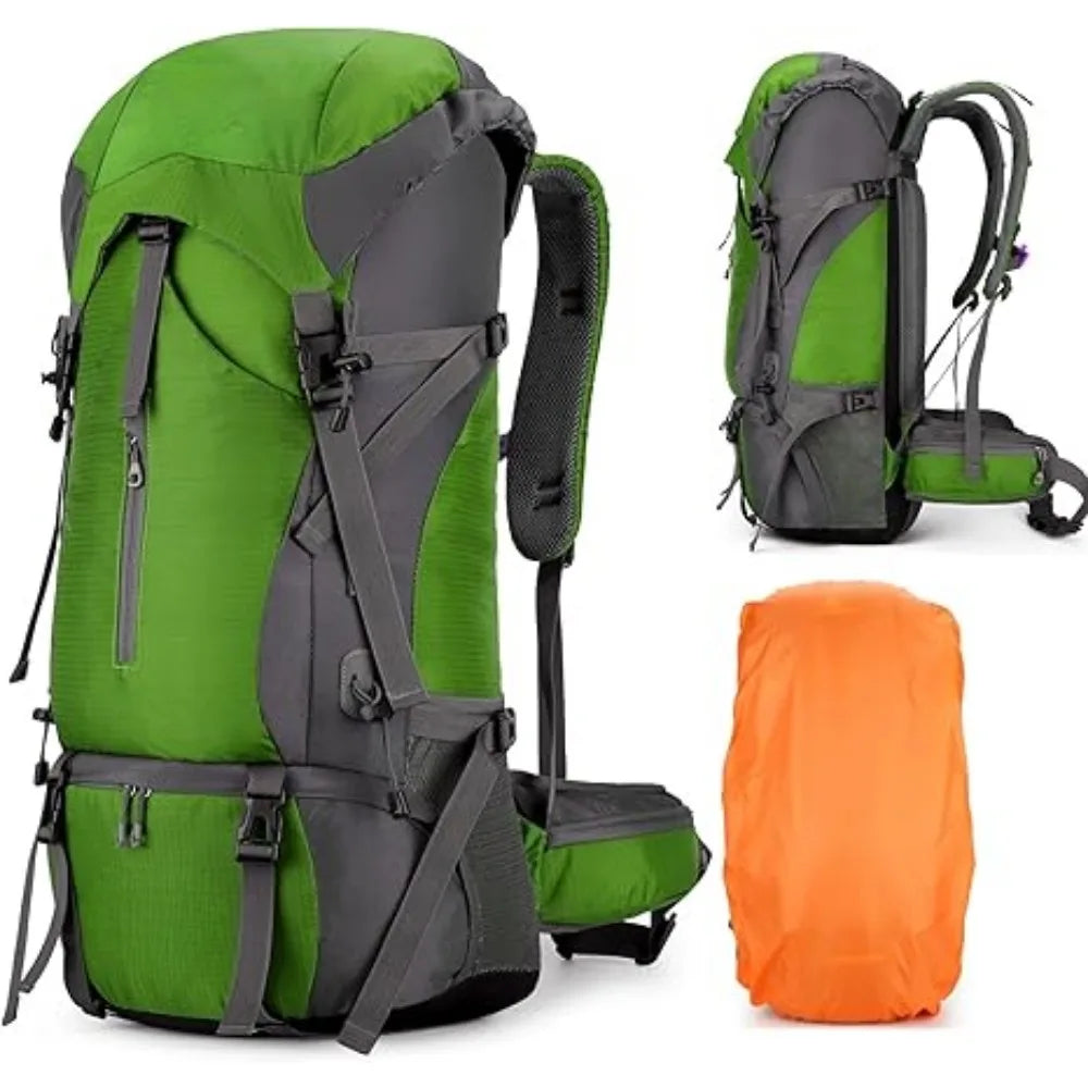 70L  - Waterproof Backpack for Men and Women - Backpacking with Rain Cover