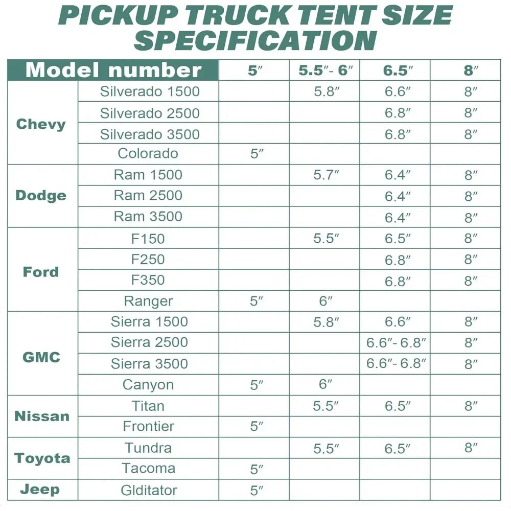 Pickup Truck Tent, Double Layer for 5.5-6.5 FT Truck Bed.