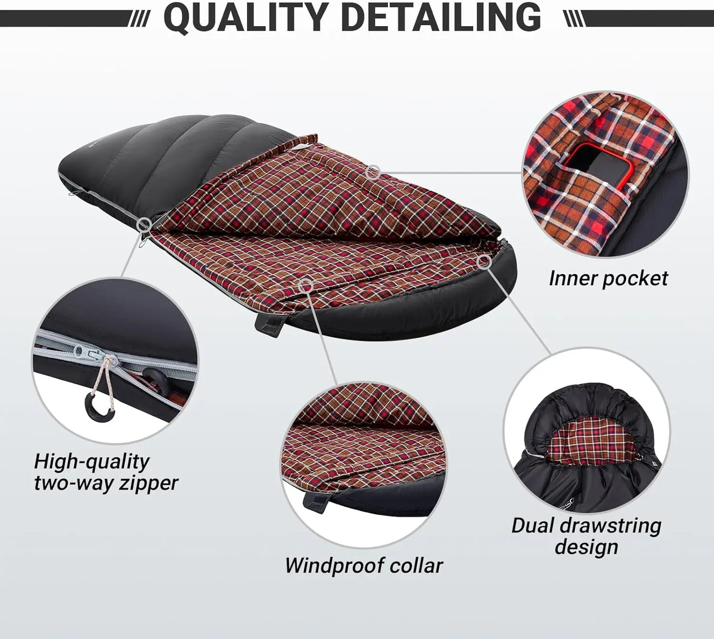 Heated Sleeping Bag for Adults, Extra Wide, Big and Tall.