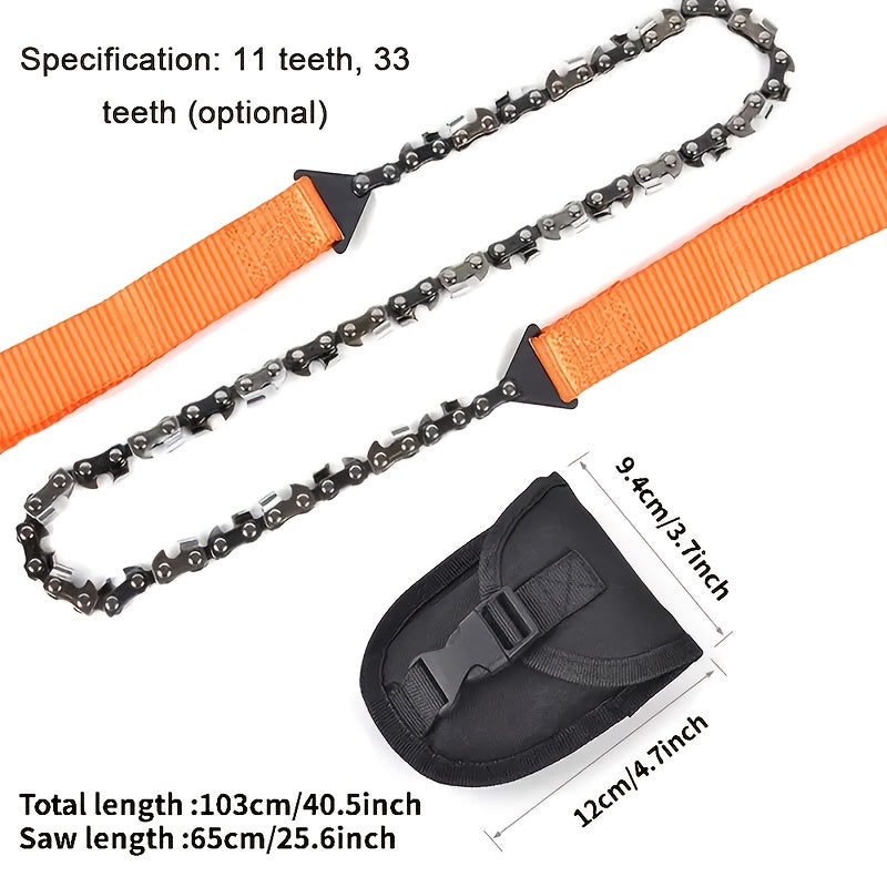 Compact Pocket Chainsaw - Durable Hand-Operated Survival Tool with High-Performance Steel Rope Chain for Rapid Cutting