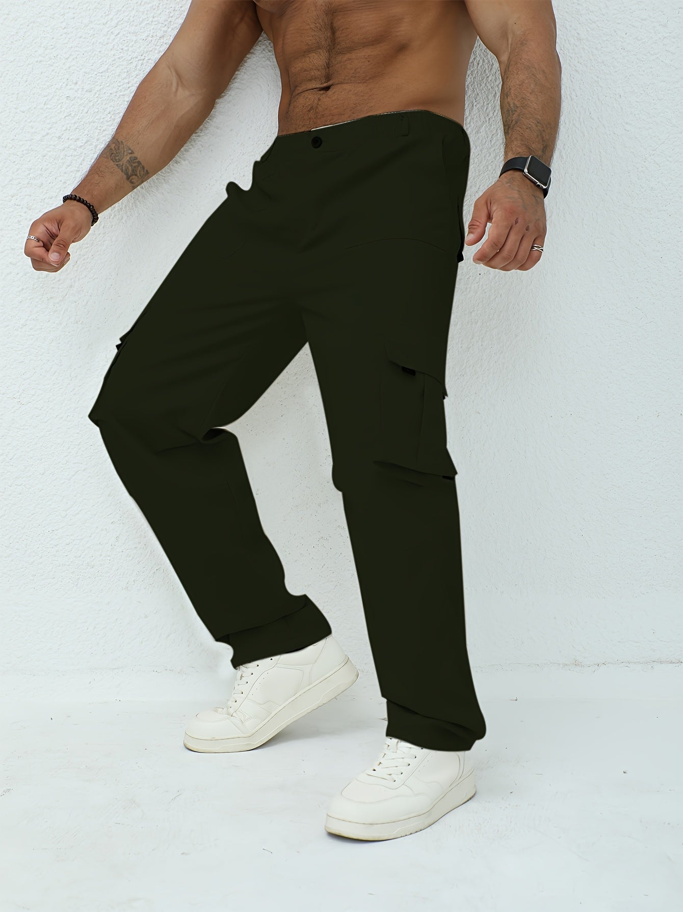 Men'S Classic Solid Color Cargo Pants