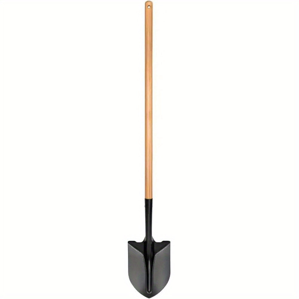 43 Inch Garden Shovel with Wooden Handle, Metal Round Head, Lightweight Hand Digging Tool