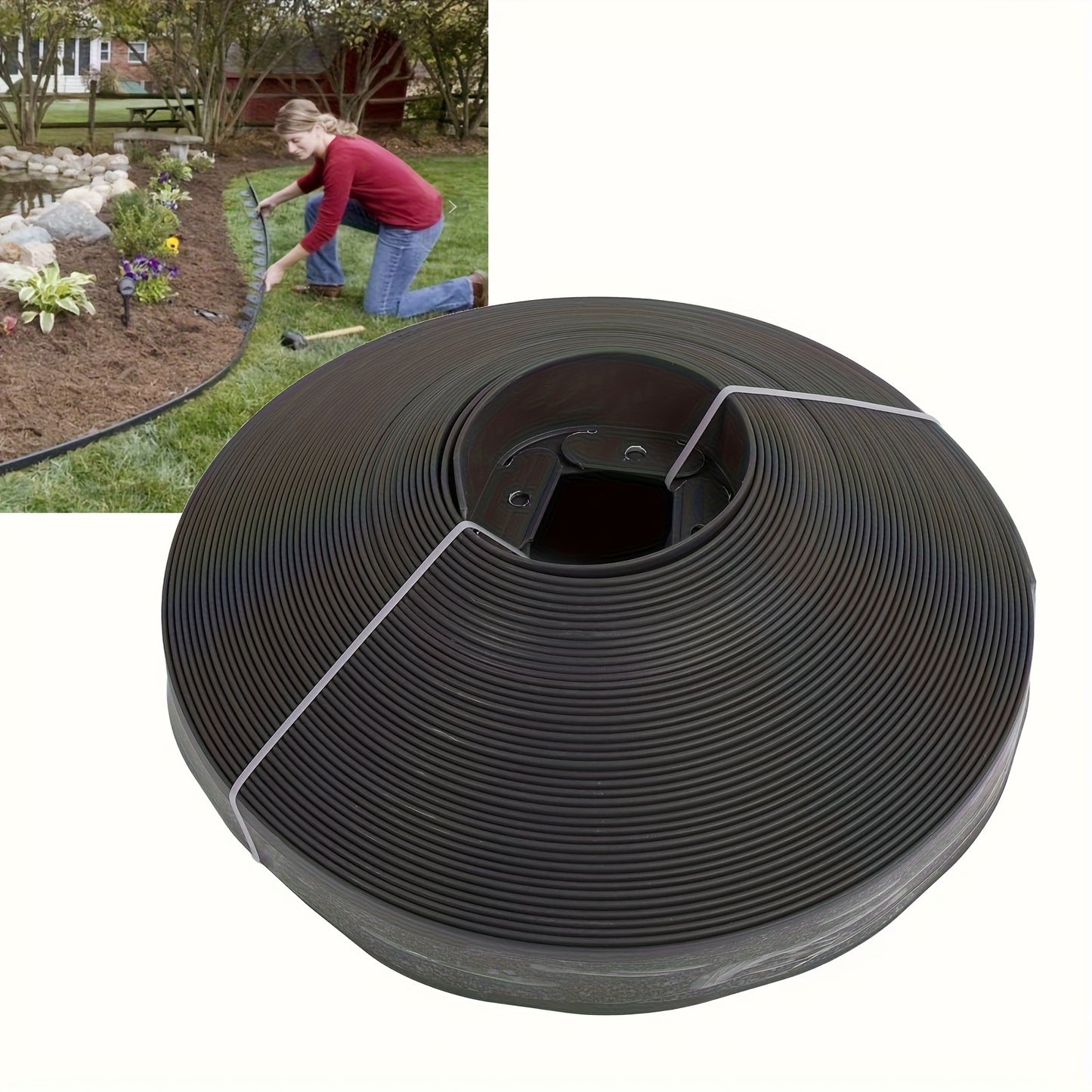 40m/1574.8inch Landscape Edging Kit PE Garden Border With Spikes For Lawn Flower Bed Grass Yard Landscape Edging: Easy To Cut, Flexible To Bend, Simplifies Garden Landscaping; Premium PE For Waterproof, Heat-Resistant & Durab