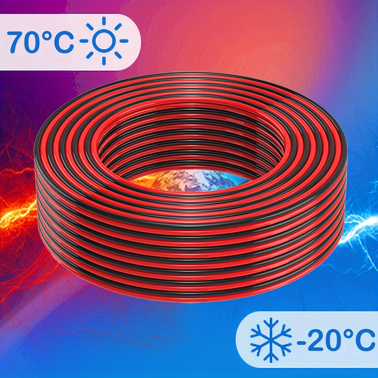 Flexible 2-Conductor Extension Cord - 12/14/16/18 Gauge, Red & Black