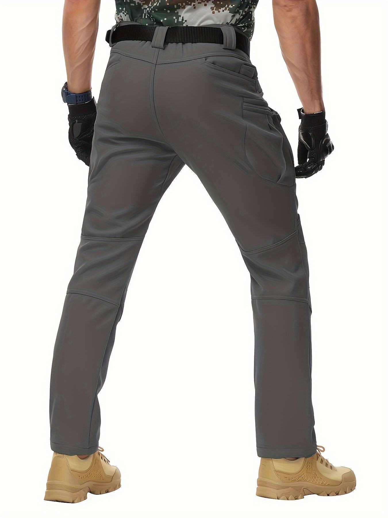 Men'S Tactical Cargo Pants, Solid Color with Multiple Pockets, Windproof Waterproof