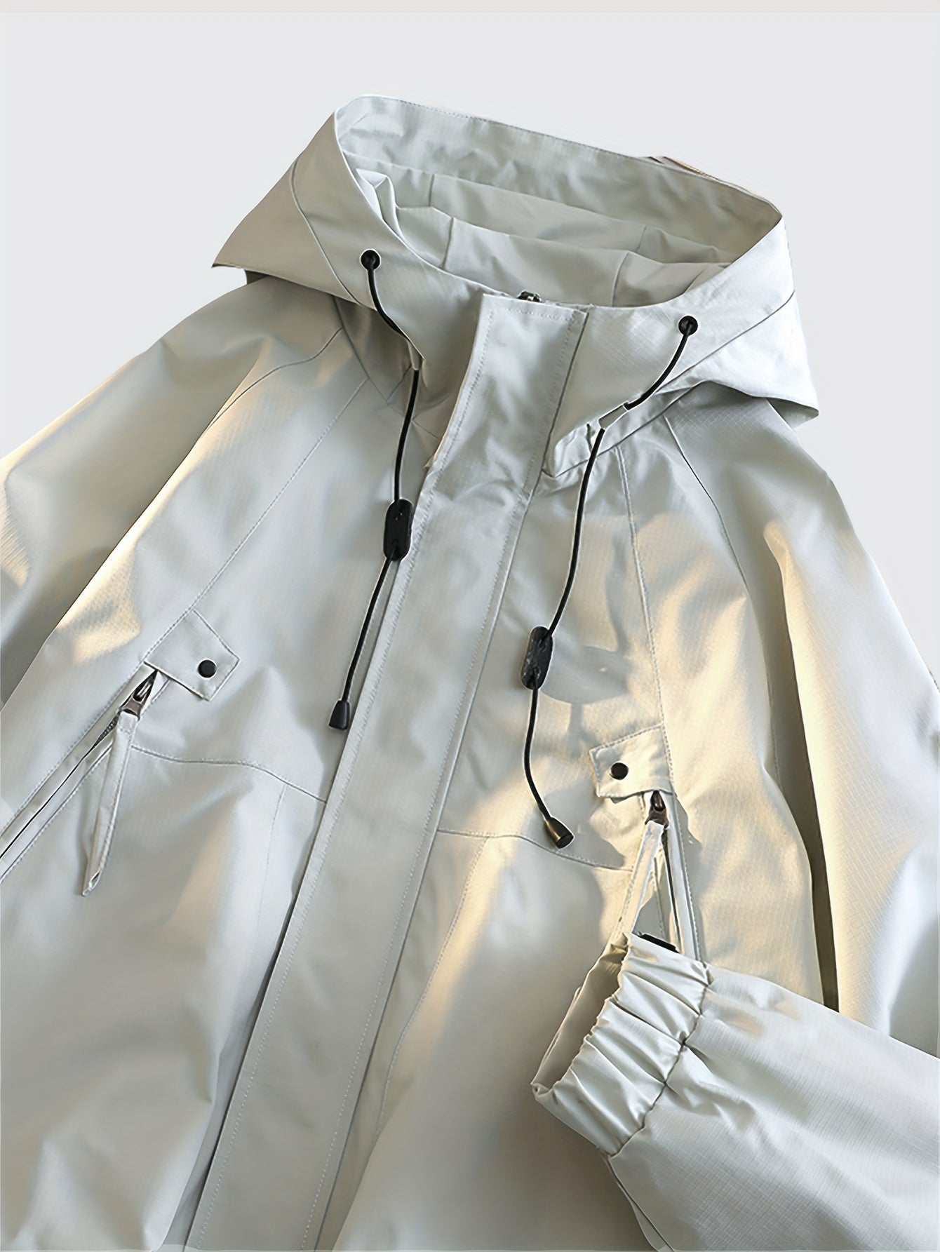 Women's Water Resistant & Windproof Hooded Jacket, Zipper Pocket Loose Top