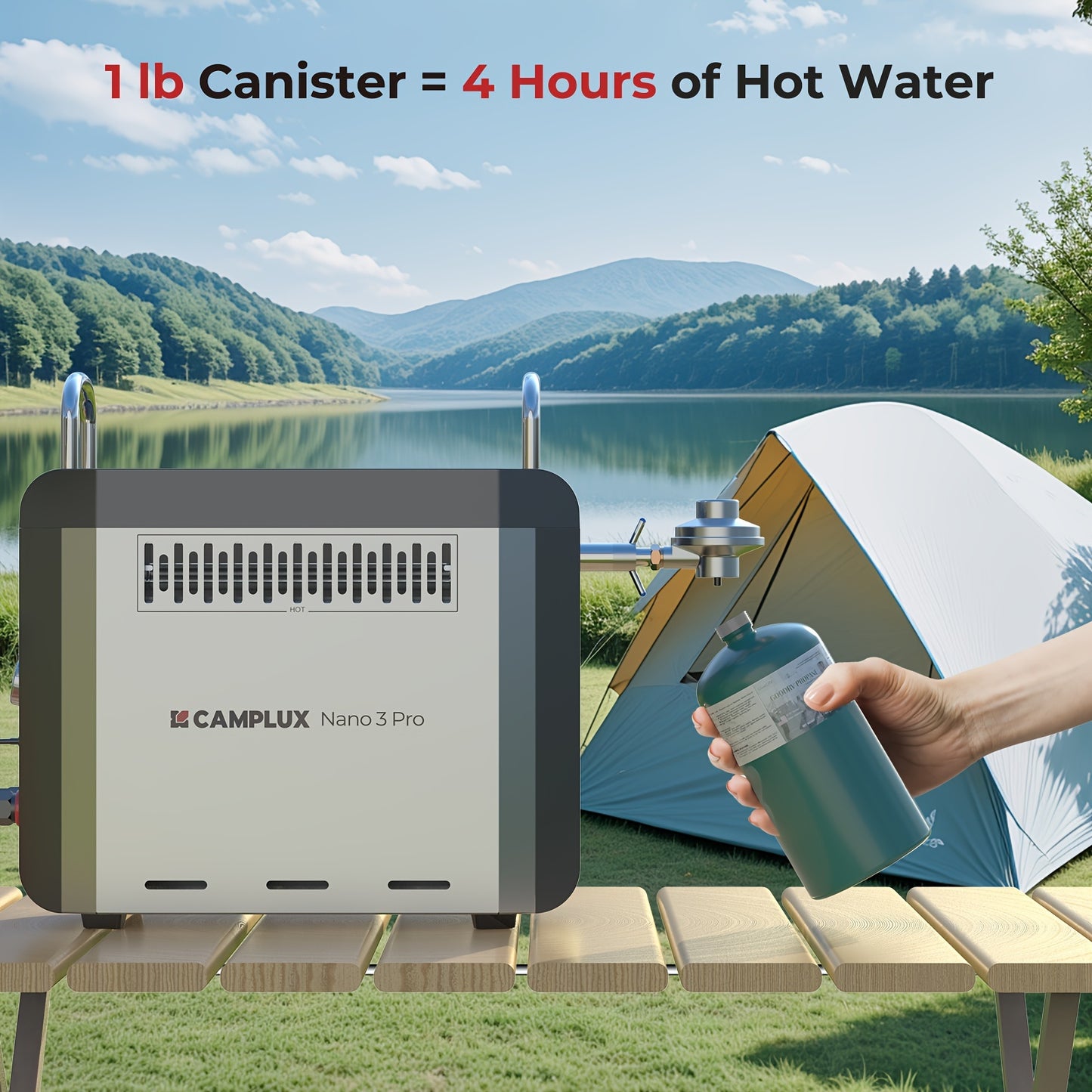 Portable Propane Water Heater & Shower Pump with Built-in 4000mAh Battery – Lightweight, Compact Design, Includes Flexible Charging Options