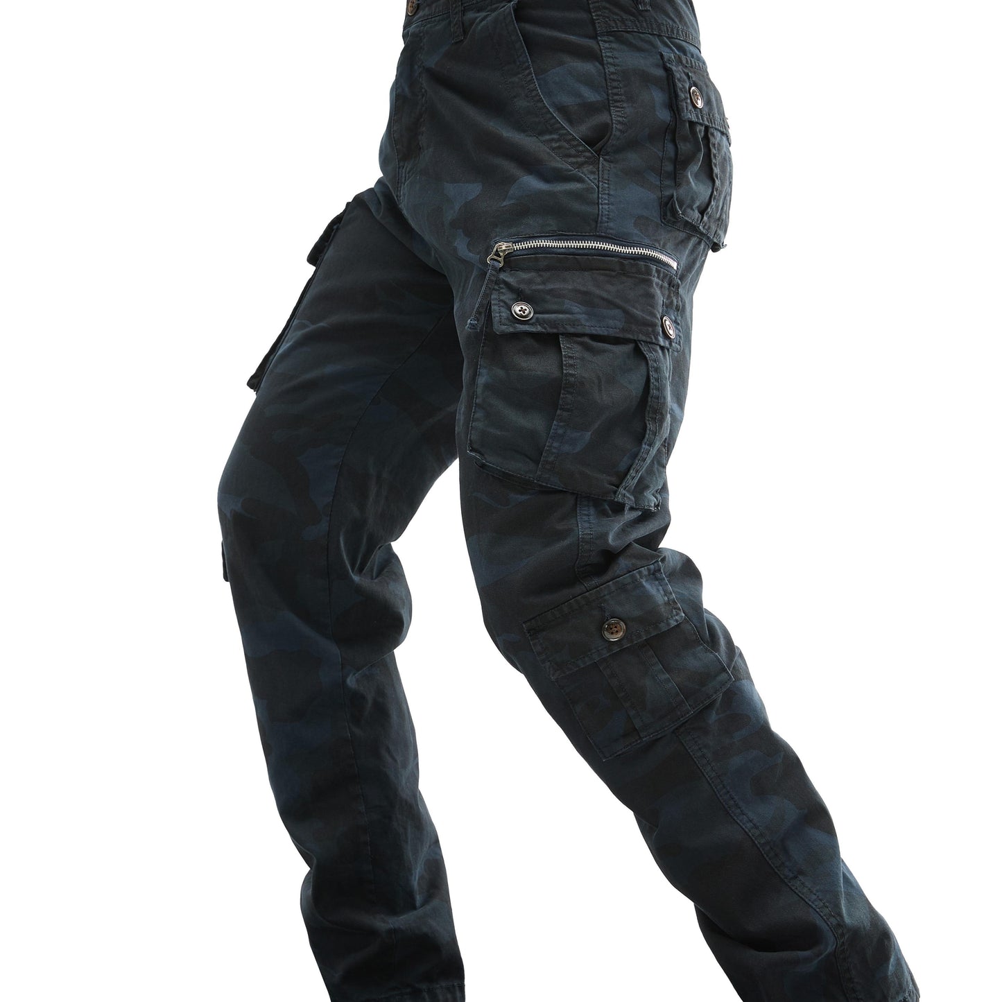 Plus Size Men's Cotton Washing Camouflage Printing Outdoor Eight Pocket Overalls