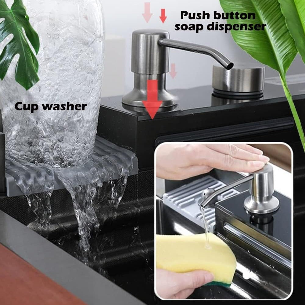 Multifunctional Workstation Kitchen Sink with Digital Display Pull-Out Faucet and Accessories
