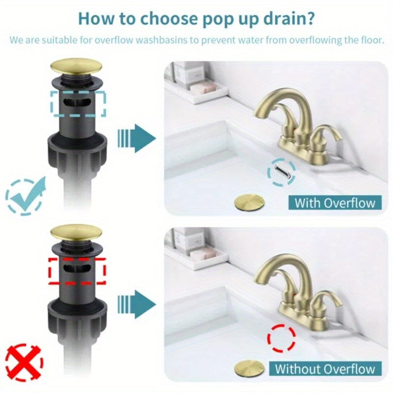 Bathroom Faucet 2-Handle Brushed Golden with Aerator