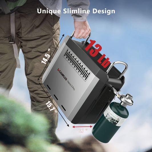 Portable Propane Water Heater & Shower Pump with Built-in 4000mAh Battery – Lightweight, Compact Design, Includes Flexible Charging Options