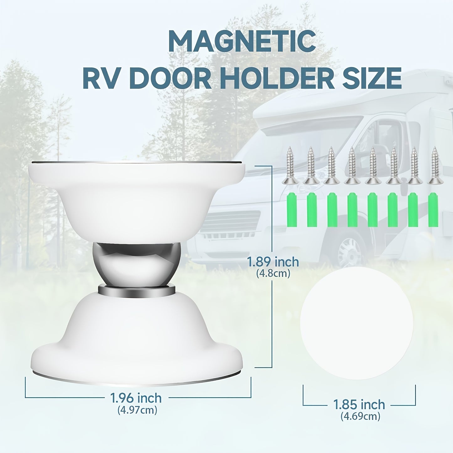 RV Door Holder Magnetic Door Catch- RV Door Stopper For Motorhome, Travel Trailers, Camper (White)