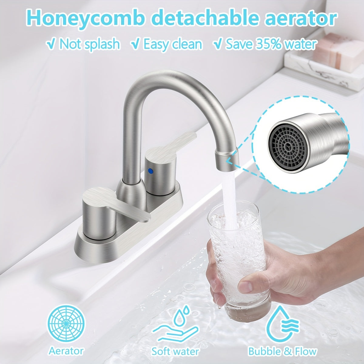 4-Inch Stainless Steel RV Faucet - Hot & Cold Water, Sleek Design