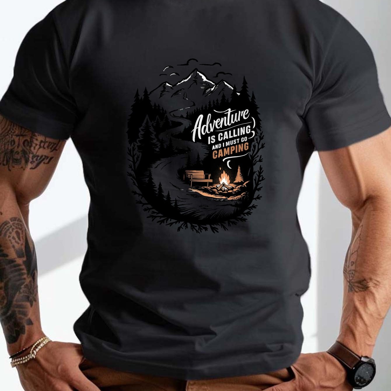 Big & Tall Men's Adventure Camping Graphic Tee - PLUS SIZE