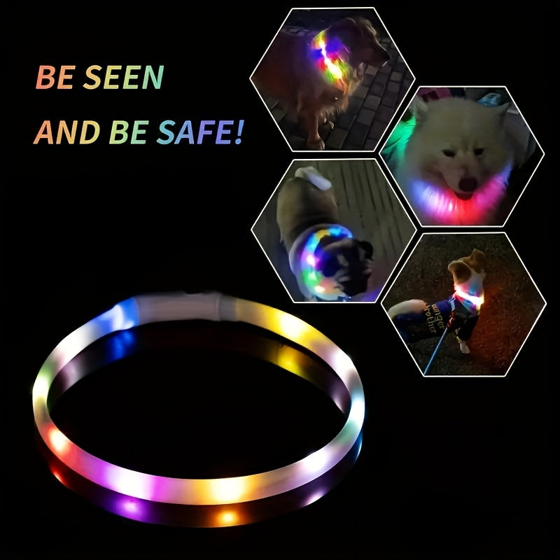 LED Cat Dog Collar, USB Rechargeable Flash Dog Necklace Light, Pet Safety Collar Makes Your Beloved Dogs Be Seen At Night